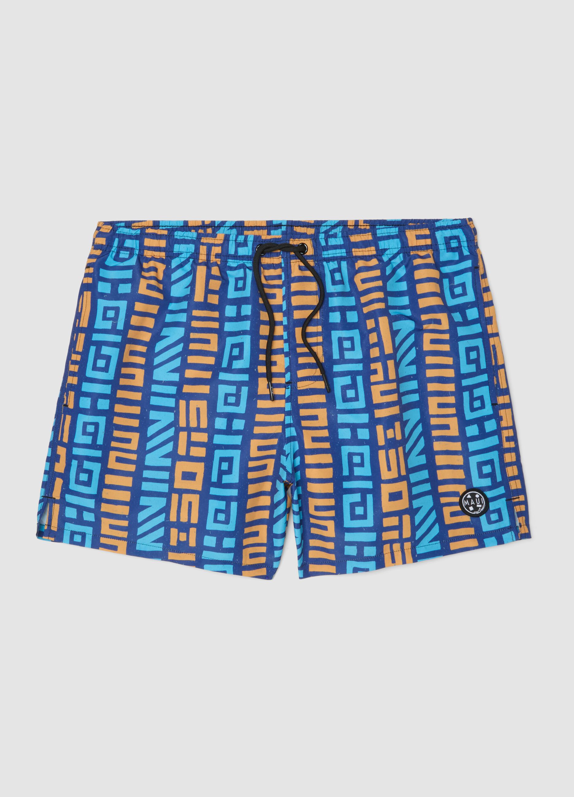 Multicolour geometric print swim shorts
