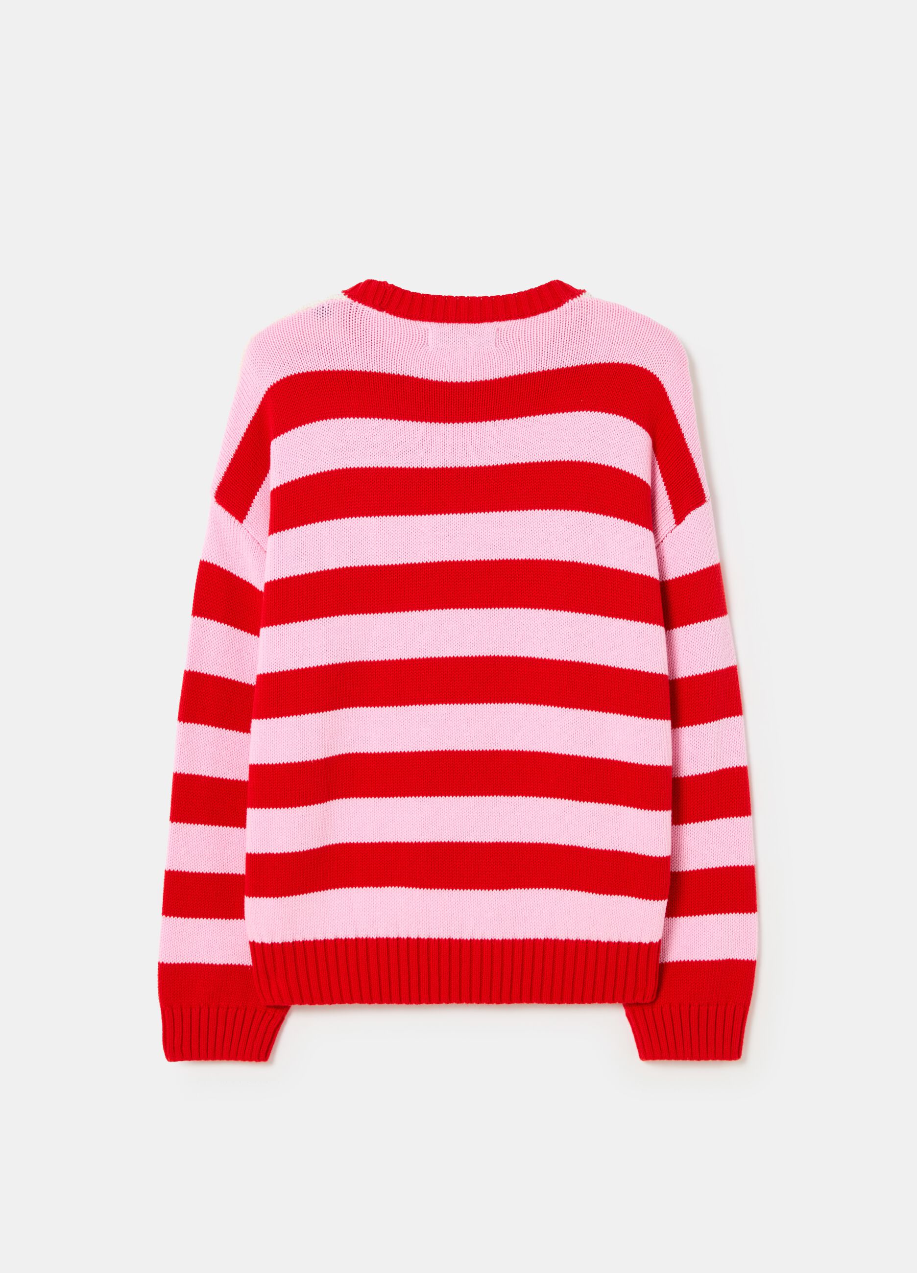 Oversized pullover with multicoloured stripes
