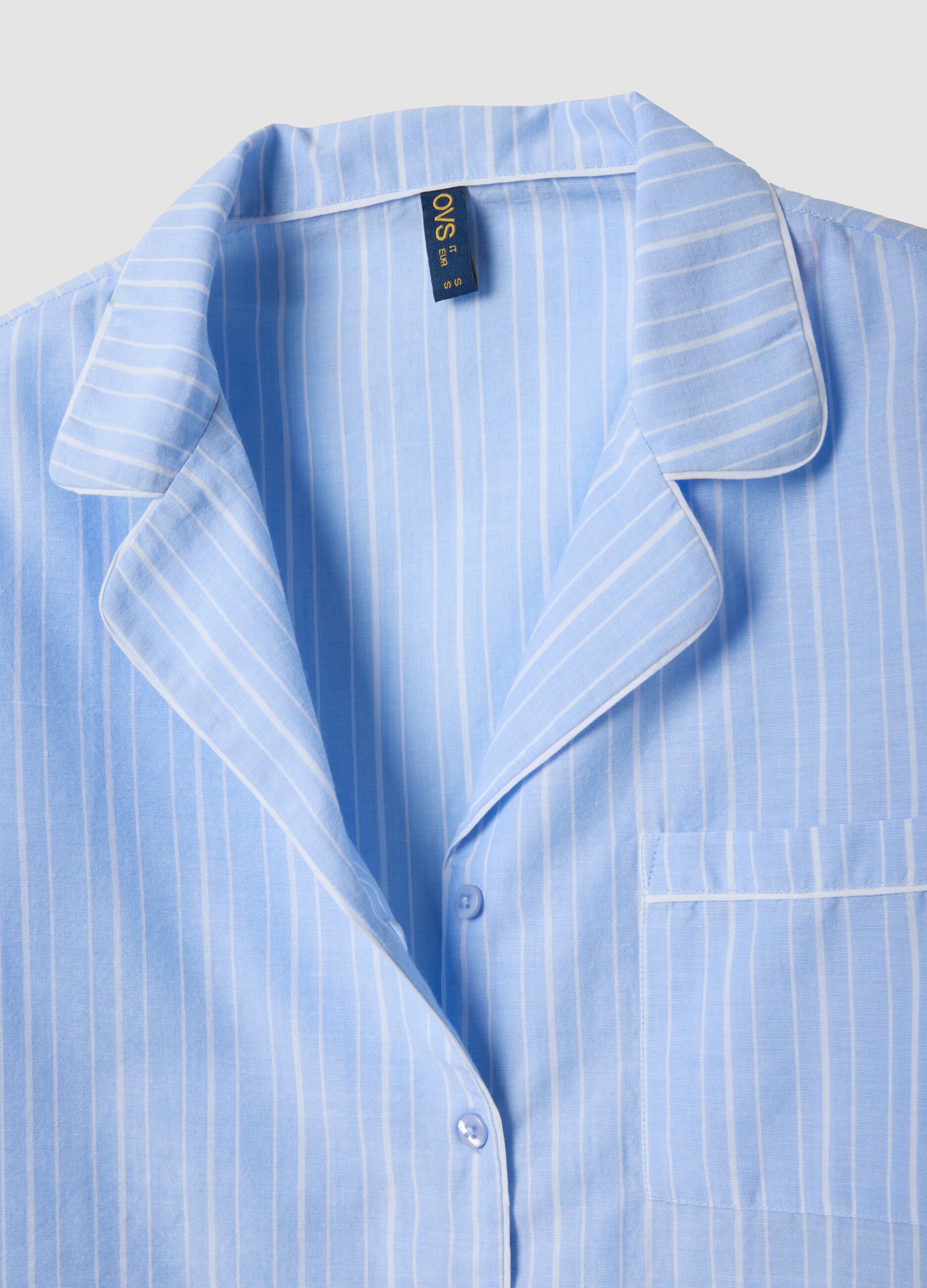 Blue striped pure cotton pyjamas, regular fit