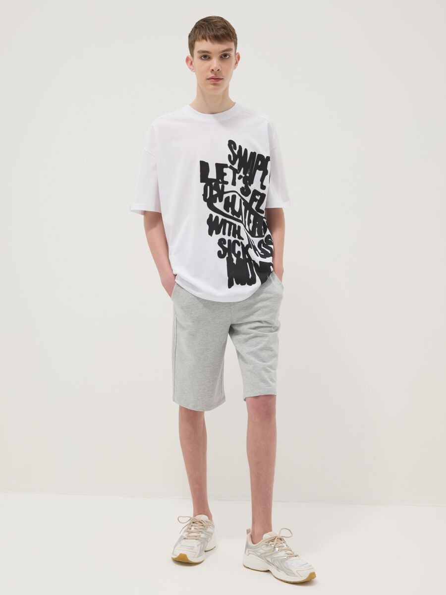 Short gris gar&ccedil;on en coton m&eacute;lang&eacute;, coupe confort_0