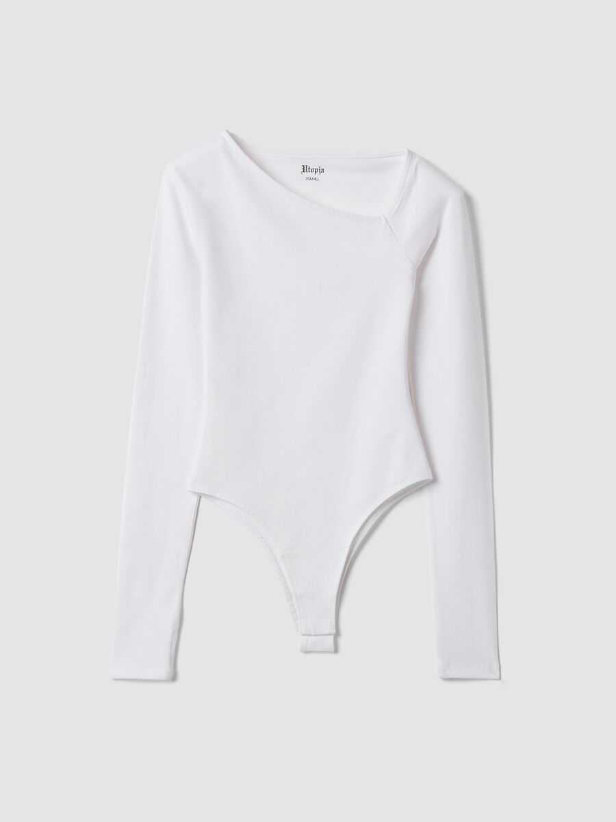 Asymmetrical Bodysuit White_0