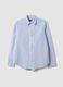 Light blue Oxford shirt with white stripes in pure cotton, comfort fit_0