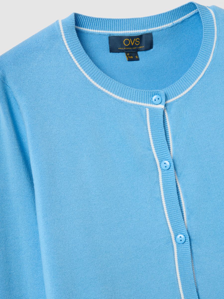 Blue viscose blend cardigan regular fit with buttons_5