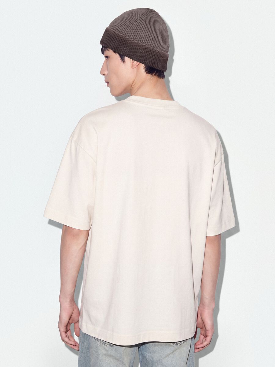 White pure cotton T-shirt with Six Seven front print, boxy fit_1
