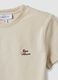 Beige pure cotton cropped T-shirt with crew neck and print_2