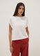 T-shirt a maniche corte in misto cotone e lino bianca regular fit_2