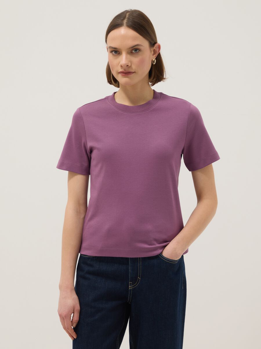 Purple pure cotton relaxed fit T-shirt_0