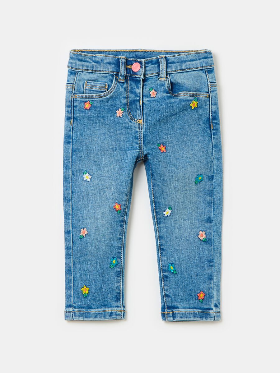 Jeans with small flowers embroidery_0