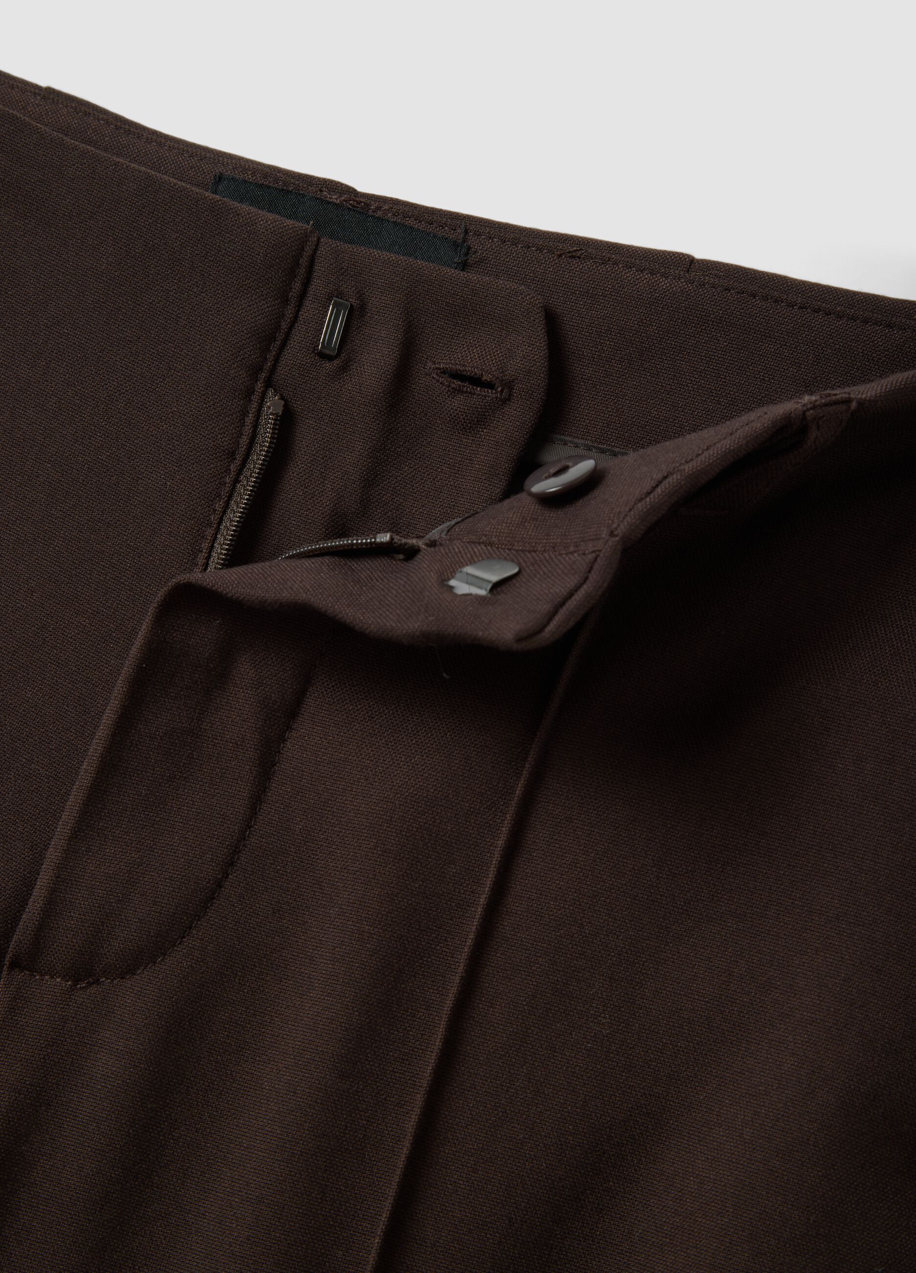 Brown Flared Formal Trousers in Stretch Viscose