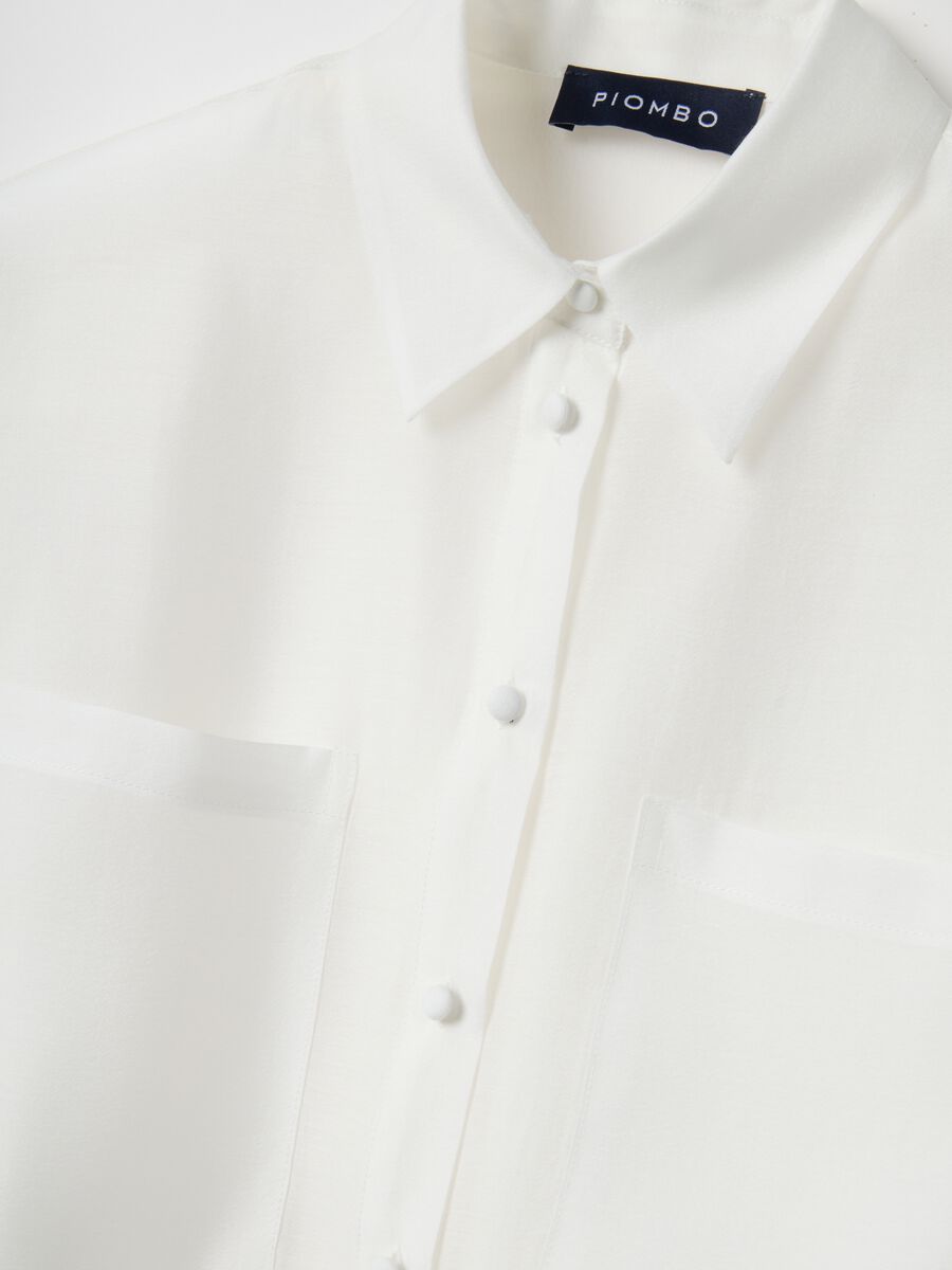 White Oversized Fit Lyocell Blend Shirt_6
