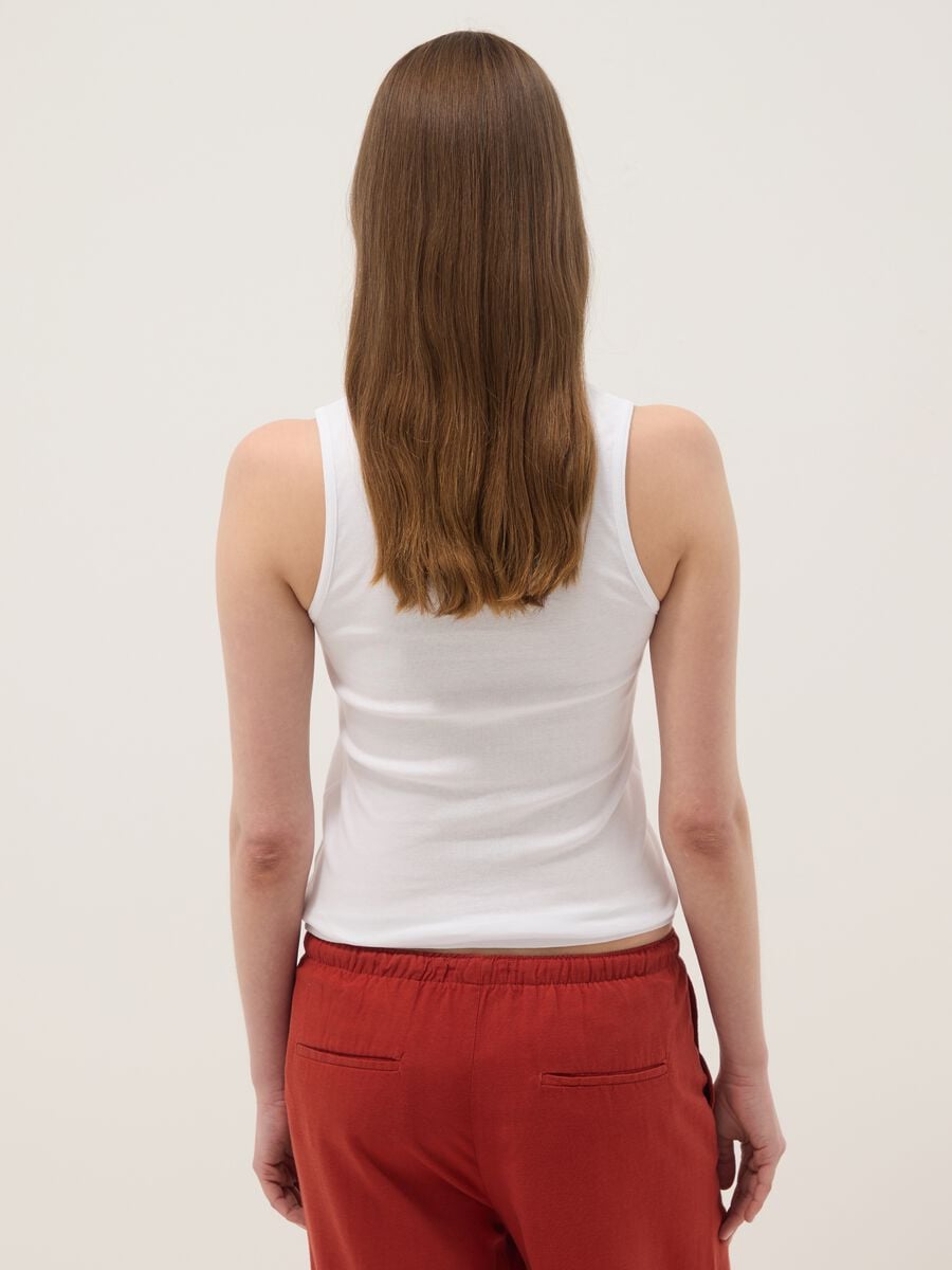 White pure cotton vest top, regular fit_3