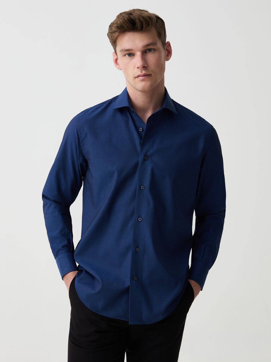 Regular-fit easy-iron shirt with micro weave_0