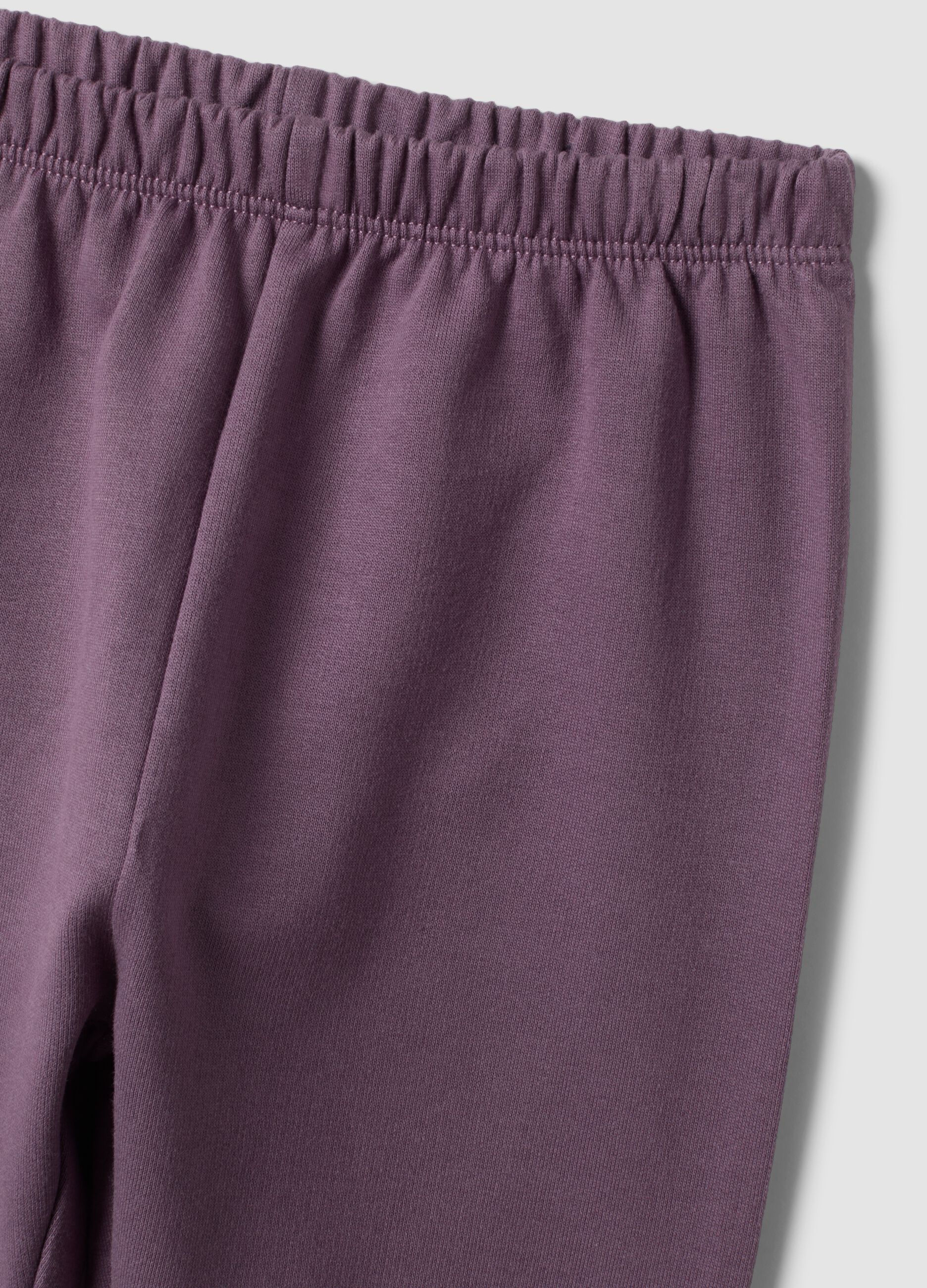 Pigiama beige e viola in puro cotone organico con stampa coniglietti
