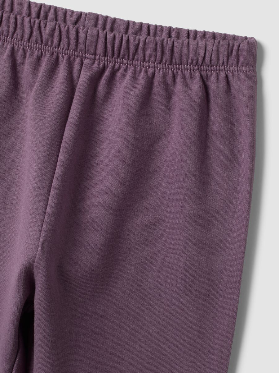 Pigiama beige e viola in puro cotone organico con stampa coniglietti_2