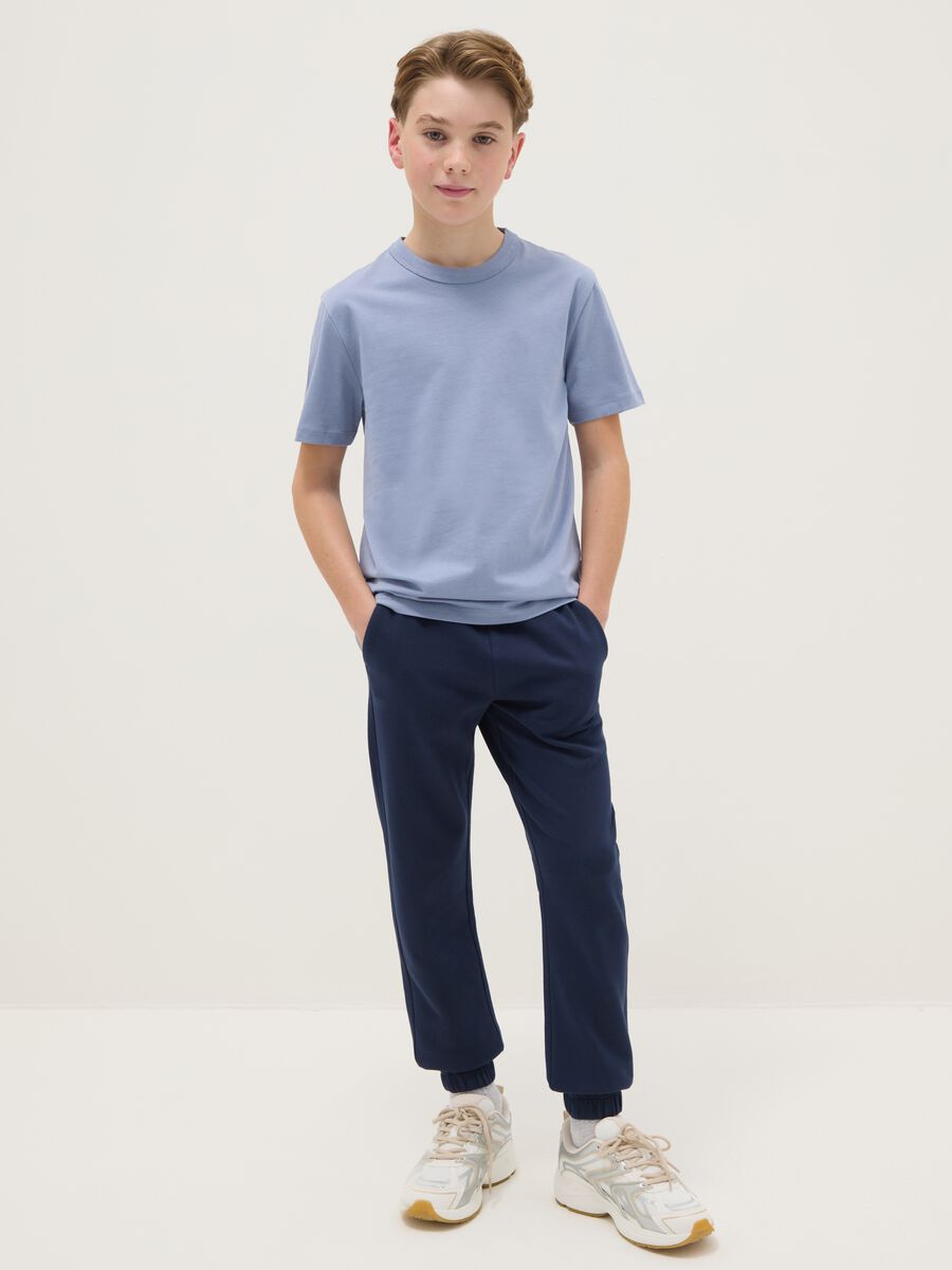 Boys' blue regular fit pure cotton jogger trousers_0