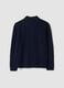 Navy blue stretch wool cardigan with polo collar_2