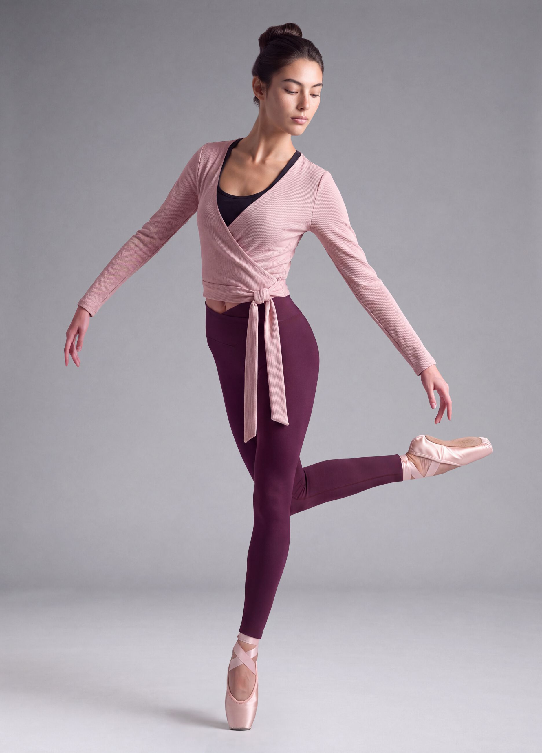 Pink stretch-cotton cardigan with deep V-neck