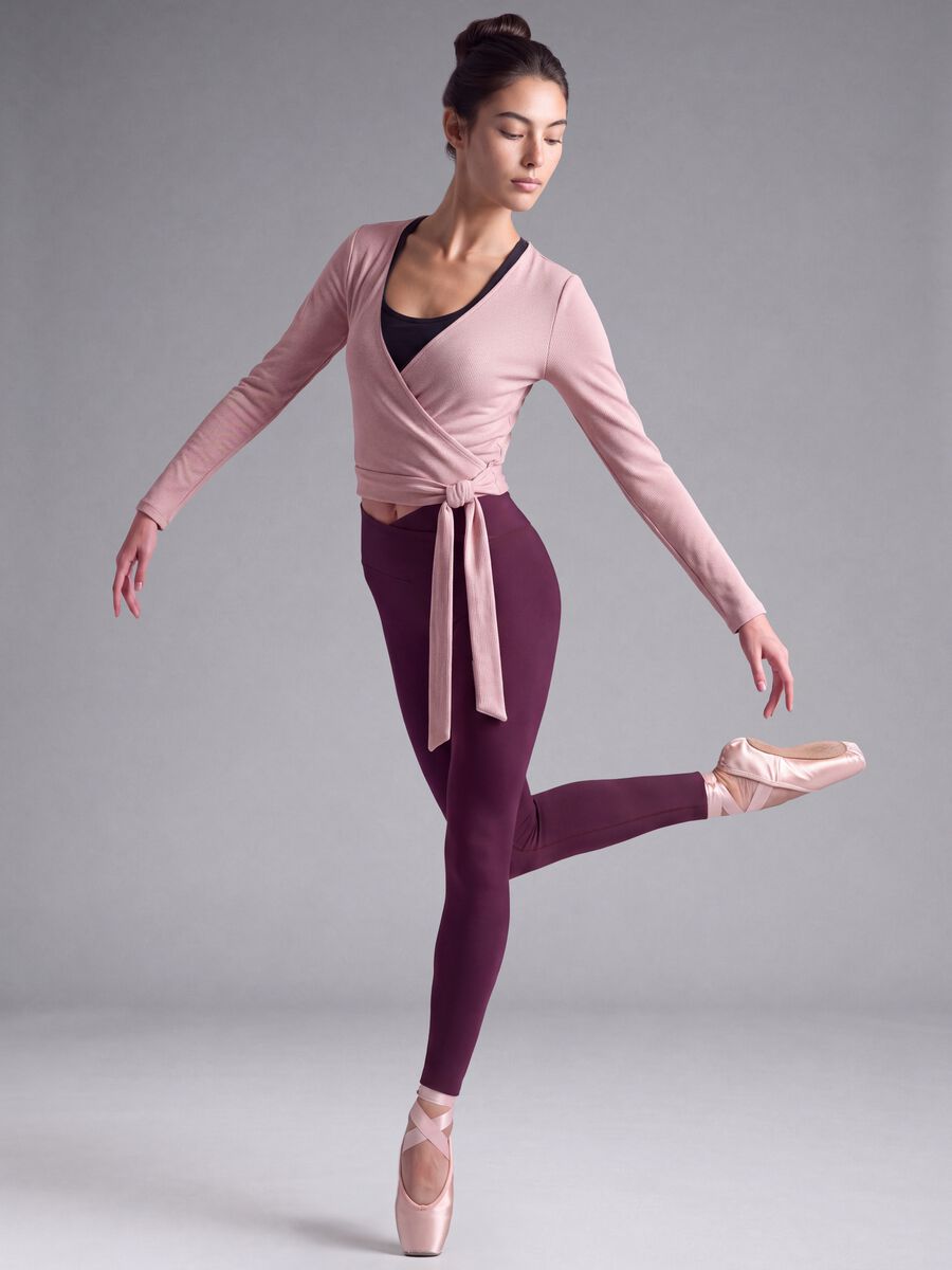 Pink stretch-cotton cardigan with deep V-neck_1