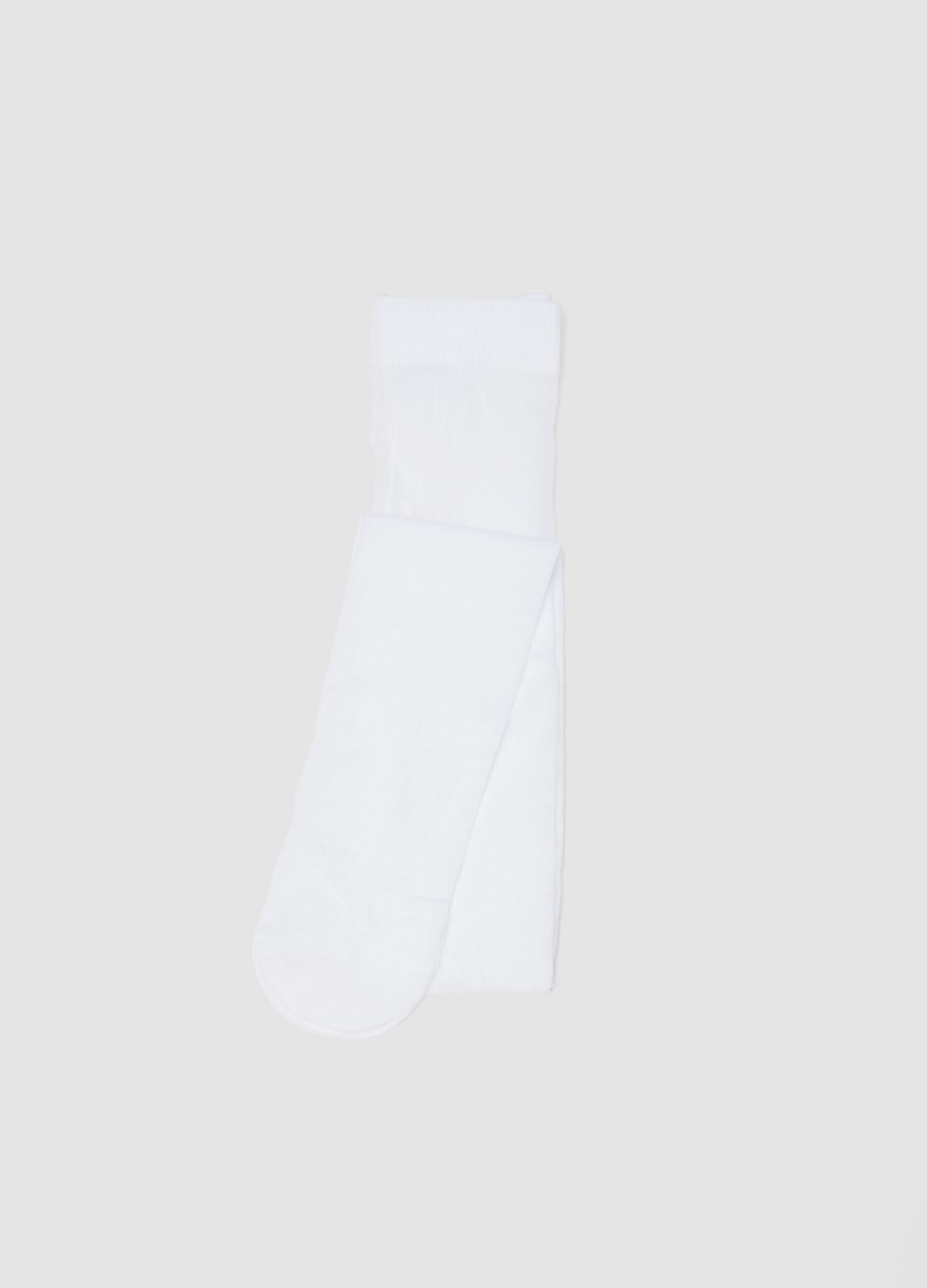 Collant in puro cotone bianco da bambina regular fit