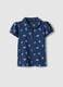 Girls' Regular Fit Blue Pure Cotton Polo with Floral Pattern_0