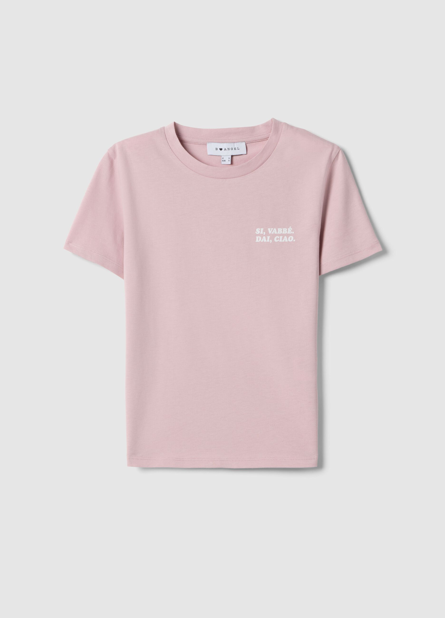 Slim Fit rosa T-Shirt aus reiner Baumwolle mit Schriftzug