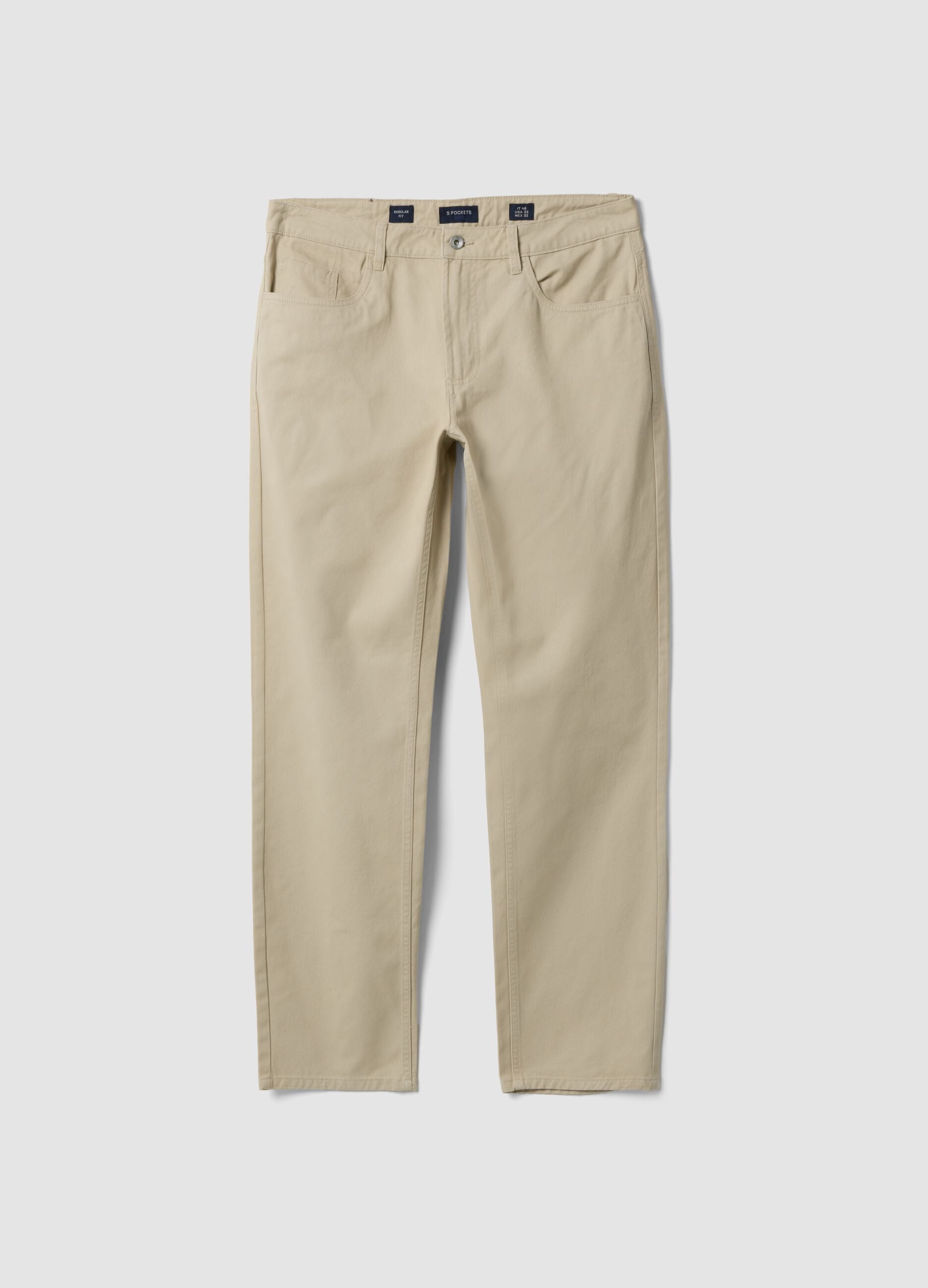 Beige Five-Pocket-Hose aus reiner Baumwolle