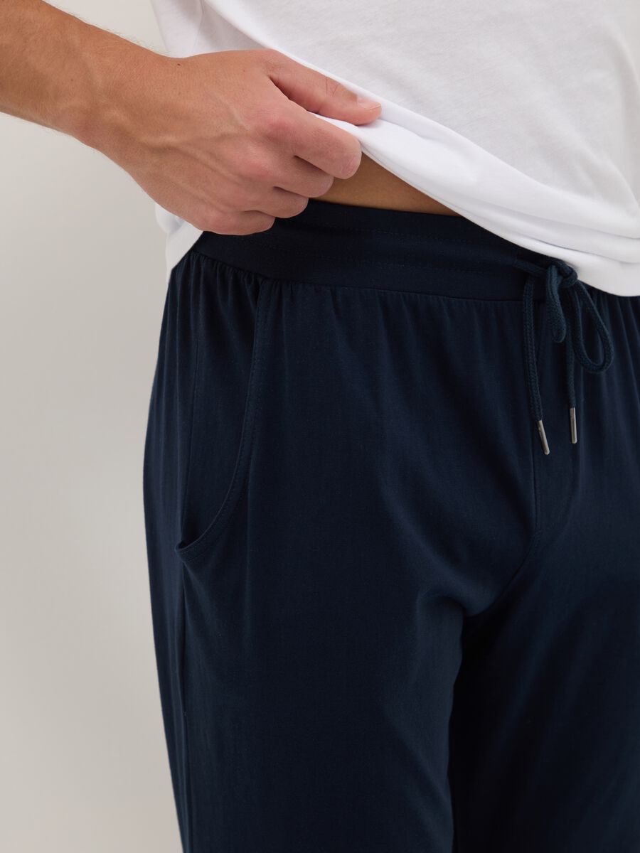 Blue pure cotton regular fit pajama trousers_3
