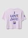 Girls' relaxed fit purple pure cotton T-shirt with Lakers prints_4