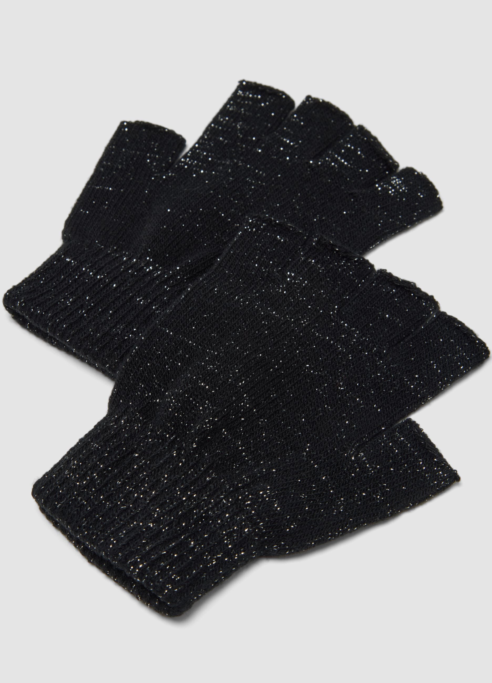 Black stretchy lurex gloves
