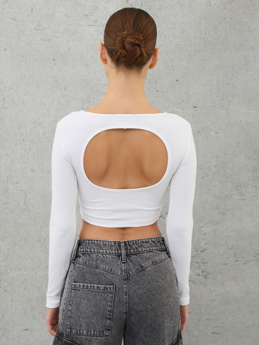 Cut Out Crop Long-sleeved White_1