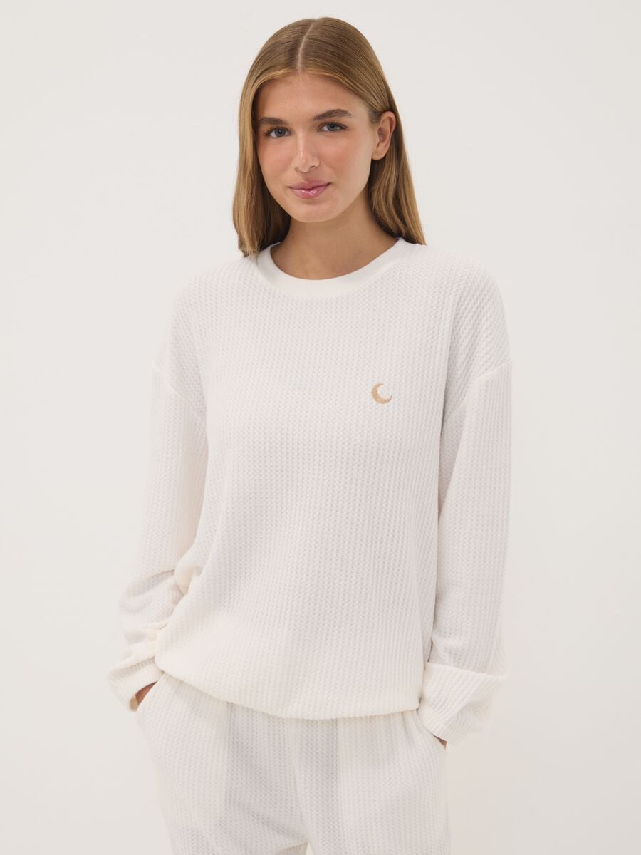 Pigiama bianco in jersey di viscosa elasticizzata regular fit_1