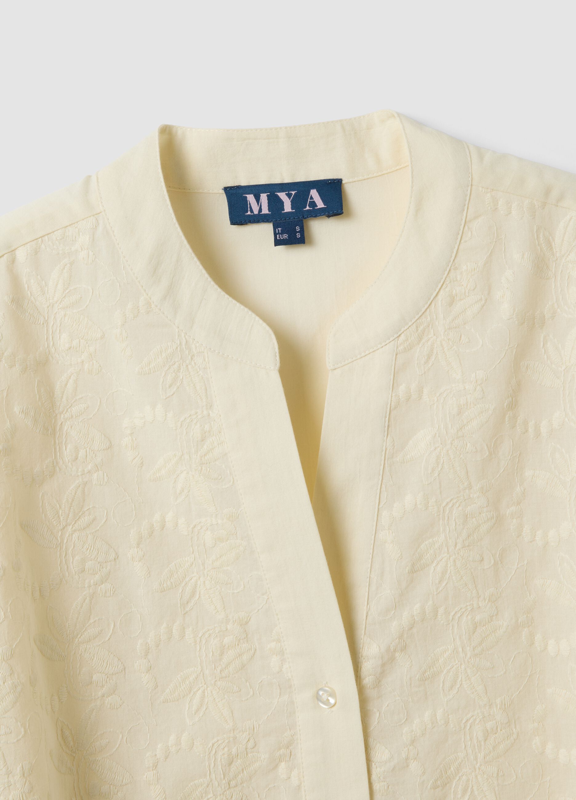 Beige pure cotton shirt with embroidery