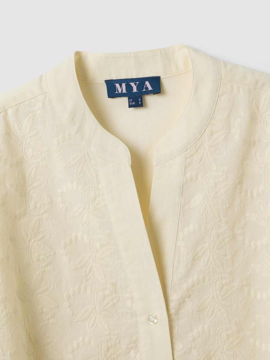 Beige pure cotton shirt with embroidery_1