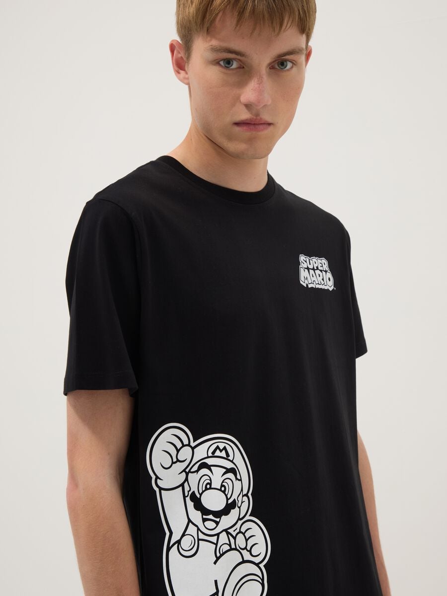 Black pure cotton T-shirt with graphic print_2