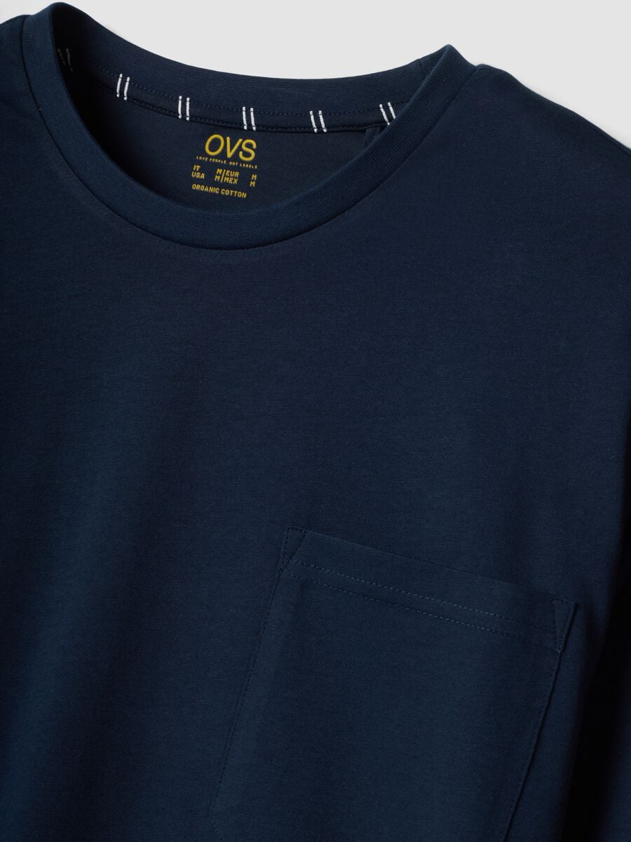 Blue pure organic cotton crew-neck pyjamas_1