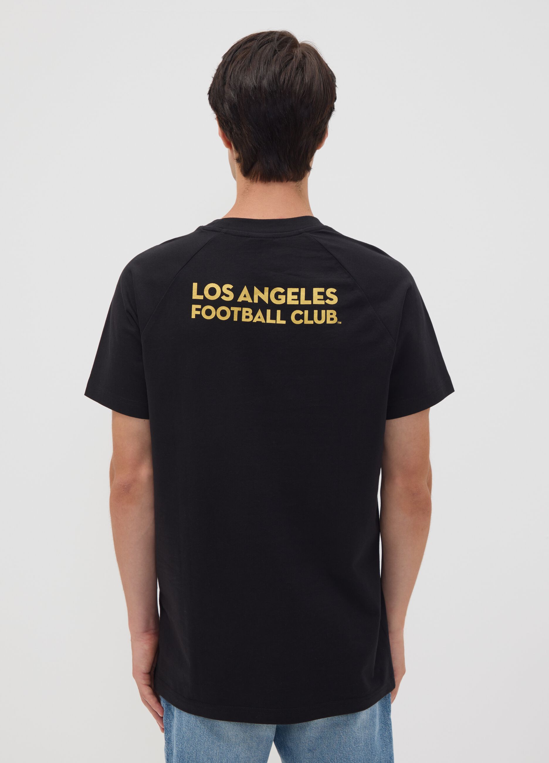 Schwarzes T-Shirt aus reiner Baumwolle mit Los Angeles FC Print