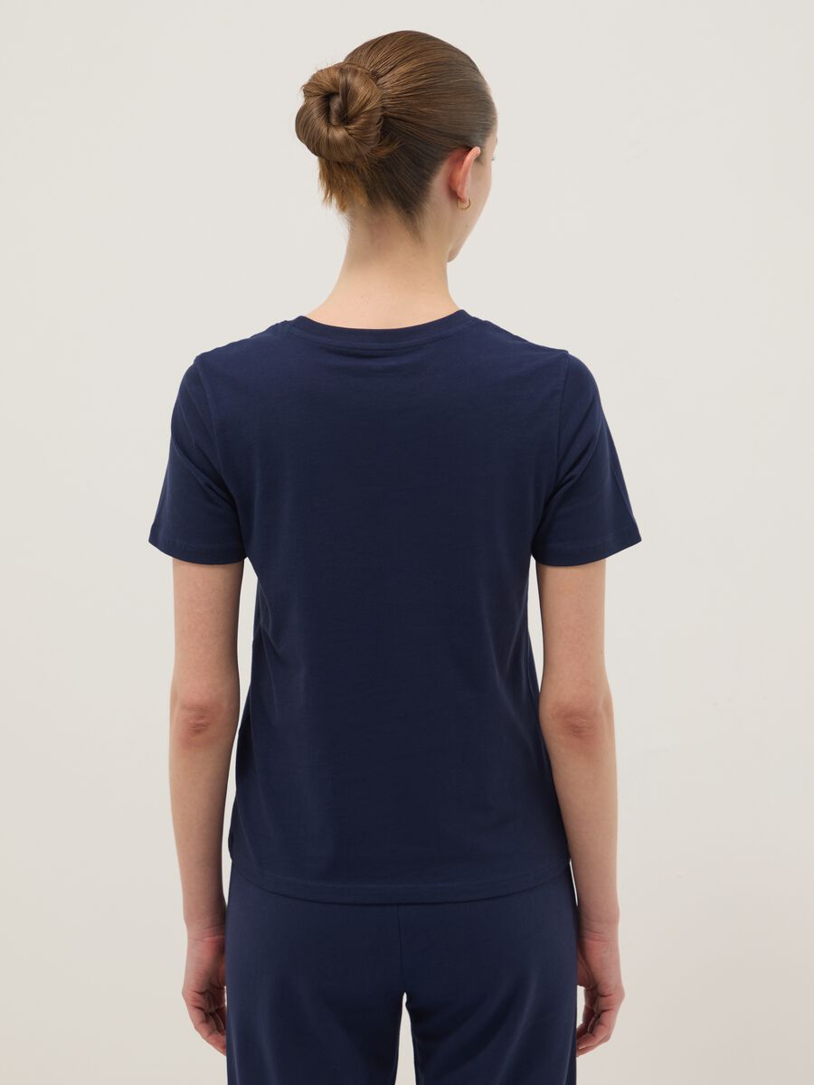 Blaues Kurzarm-T-Shirt aus reiner Baumwolle, Regular Fit_3