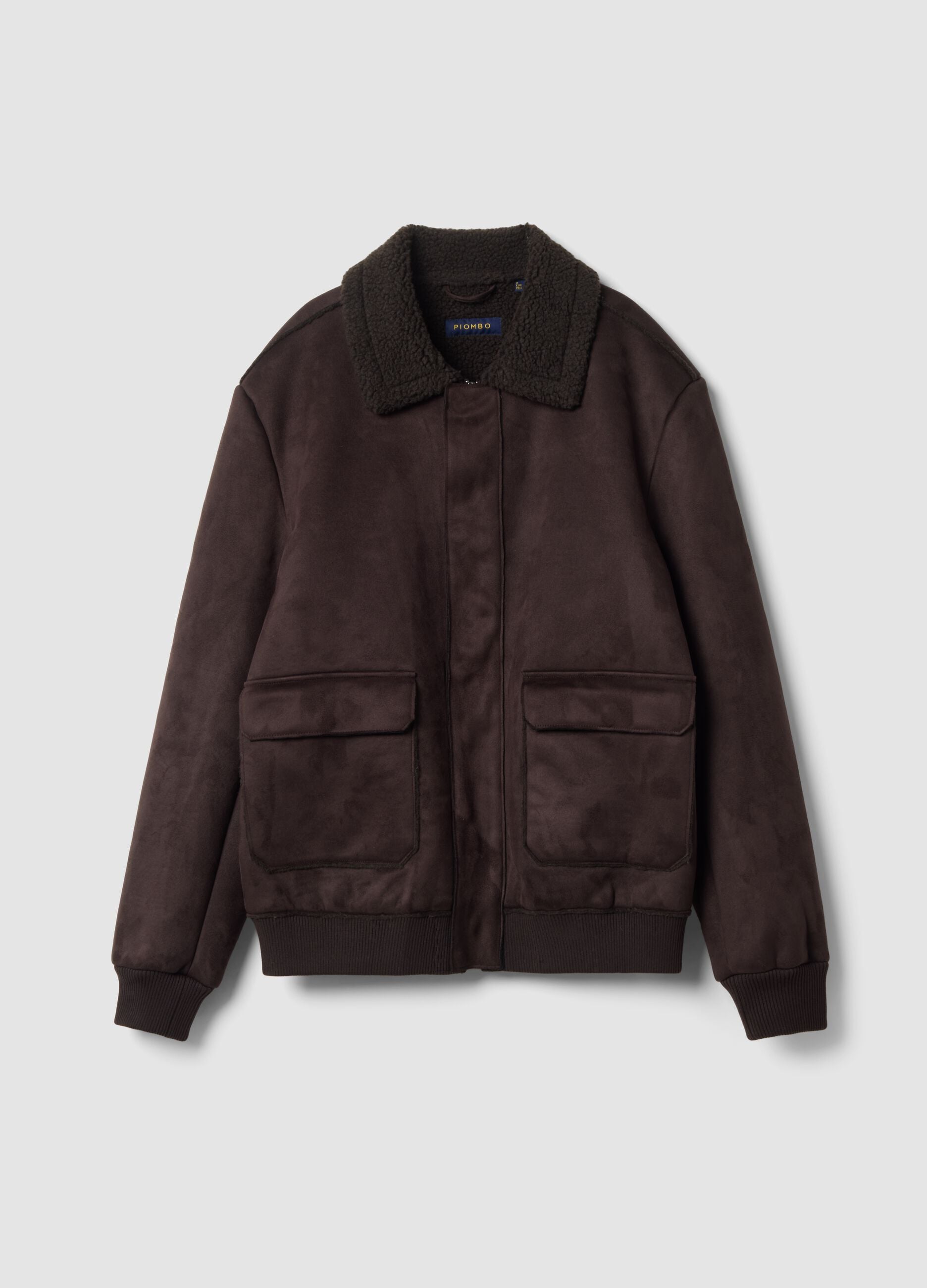 Giubbotto marrone scuro regular fit con collo effetto