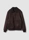 Giubbotto marrone scuro regular fit con collo effetto_0