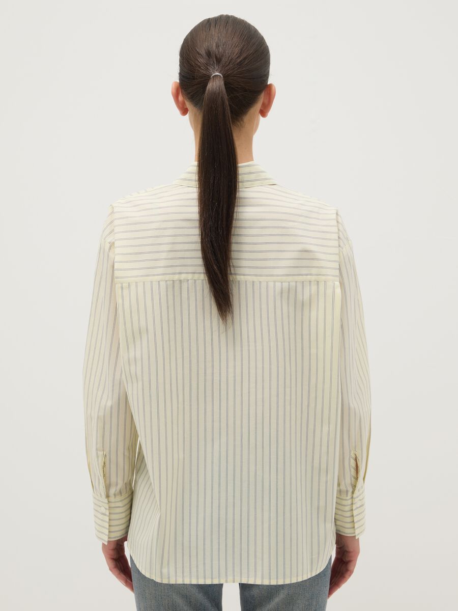 Regular fit yellow striped pure cotton shirt_3