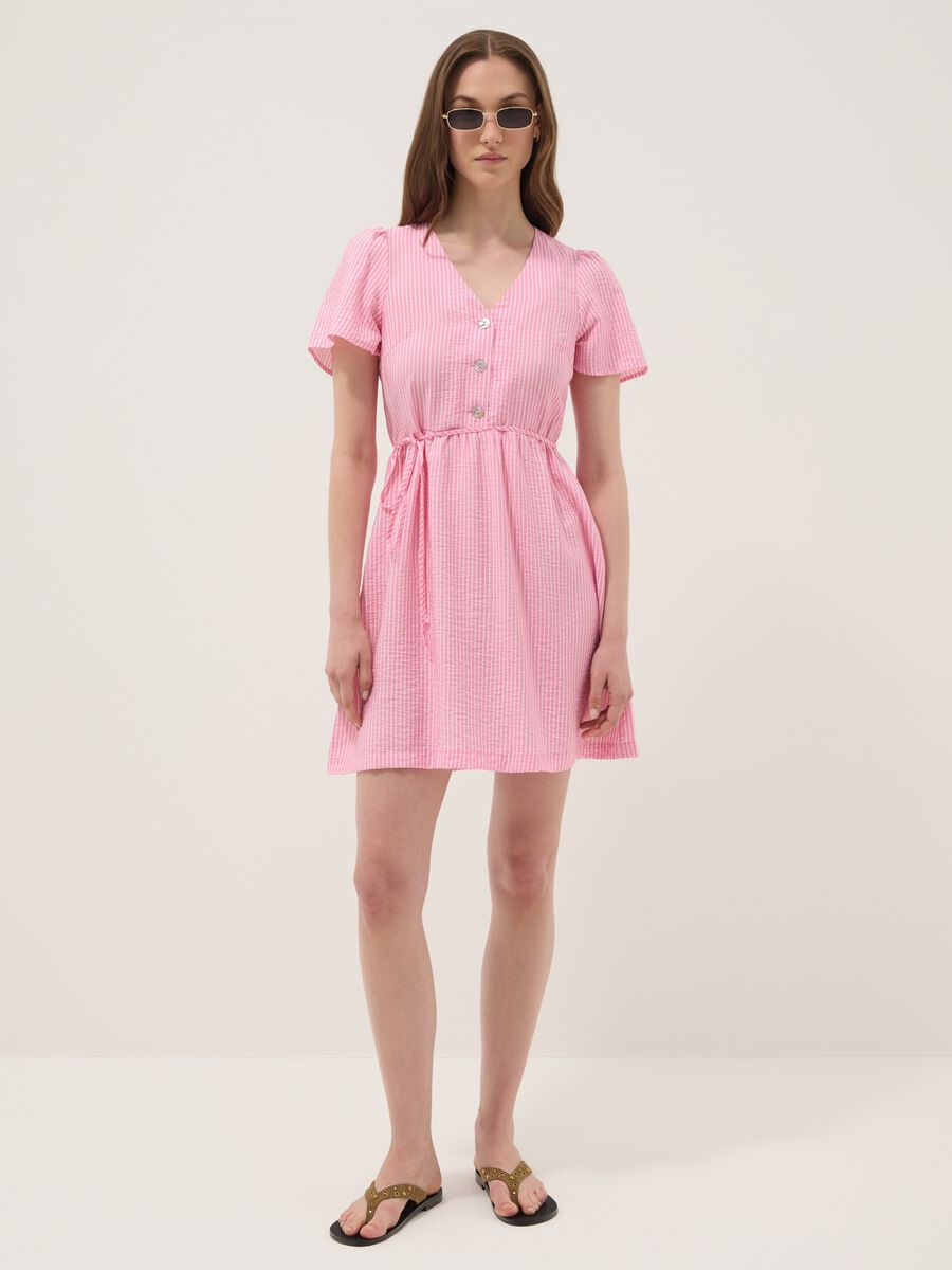 Pink striped viscose-blend dress_0