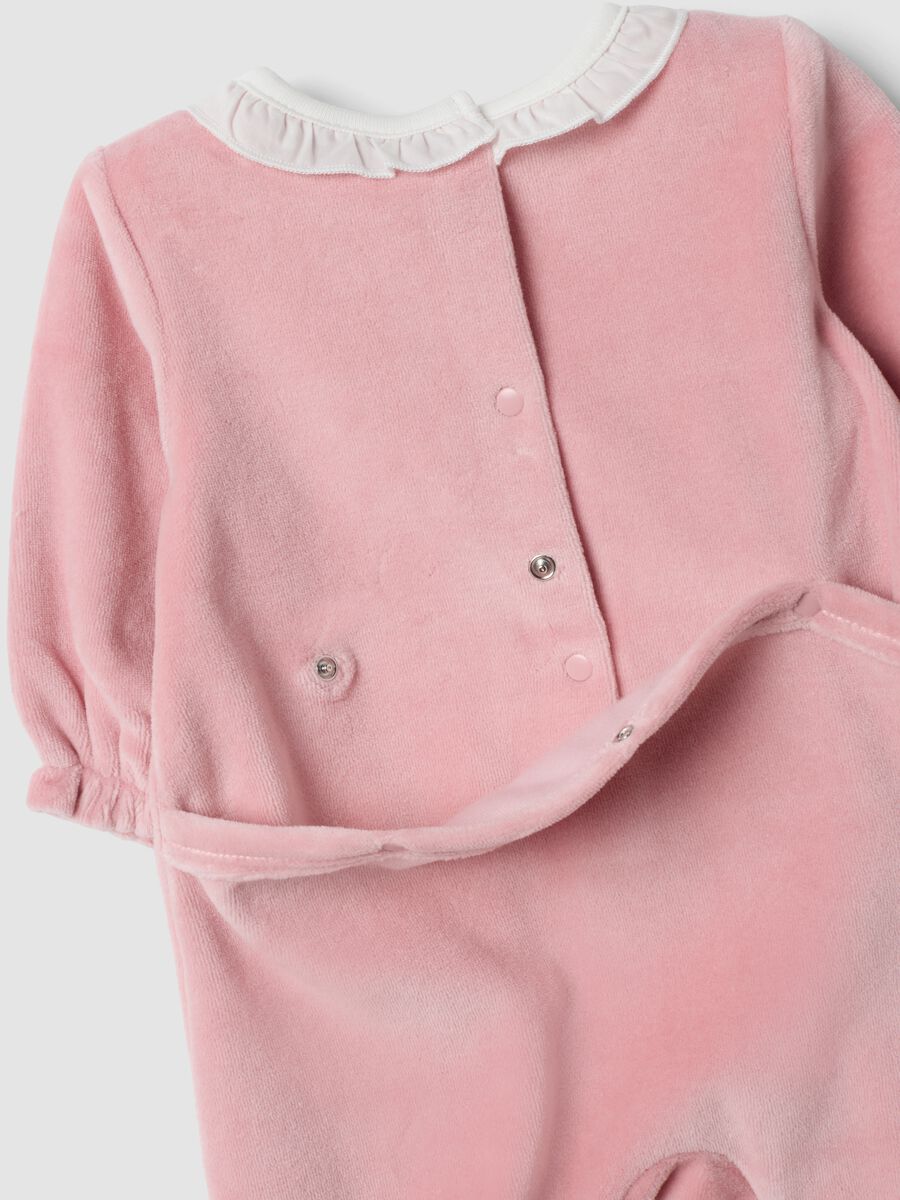 Tutina rosa in misto cotone organico con colletto volant_3