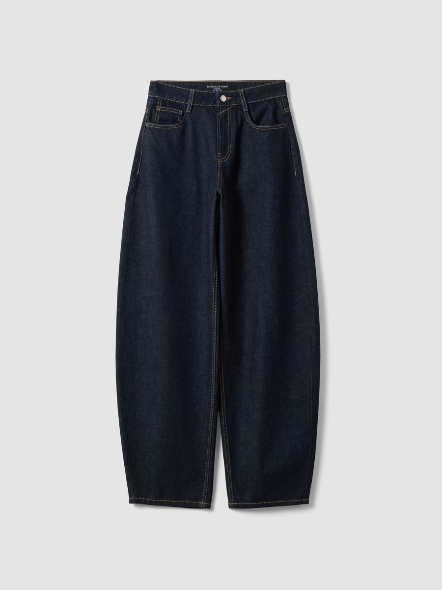 Jeans lavaggio scuro denim in puro cotone barrel fit_0