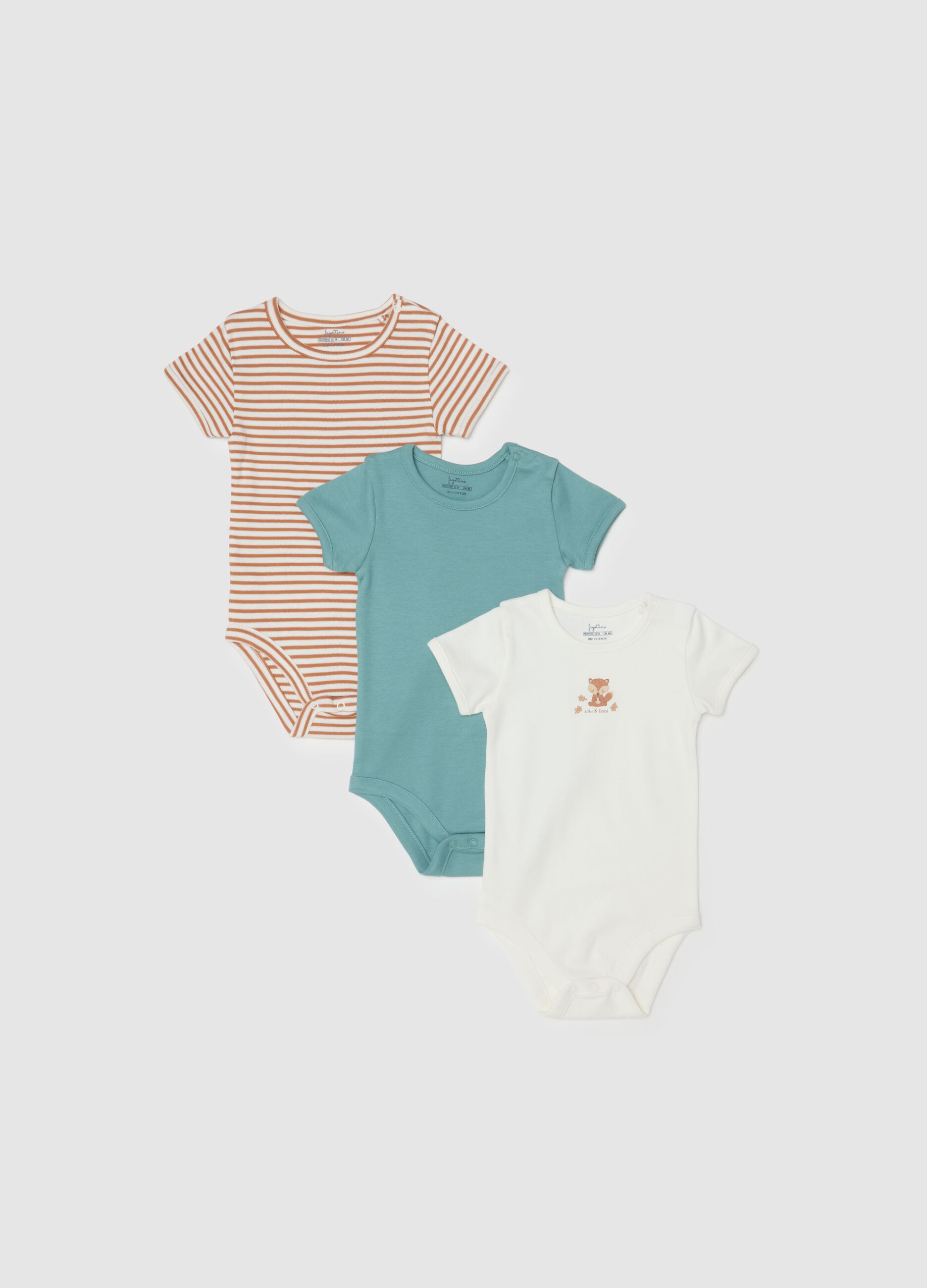 Multipack baby bodysuit in pure multicolour cotton