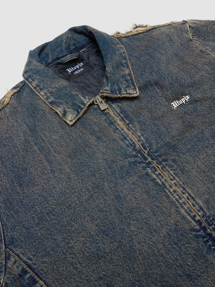 Gepolsterte Denim-Jacke in Vintage-Dunkelblau_7