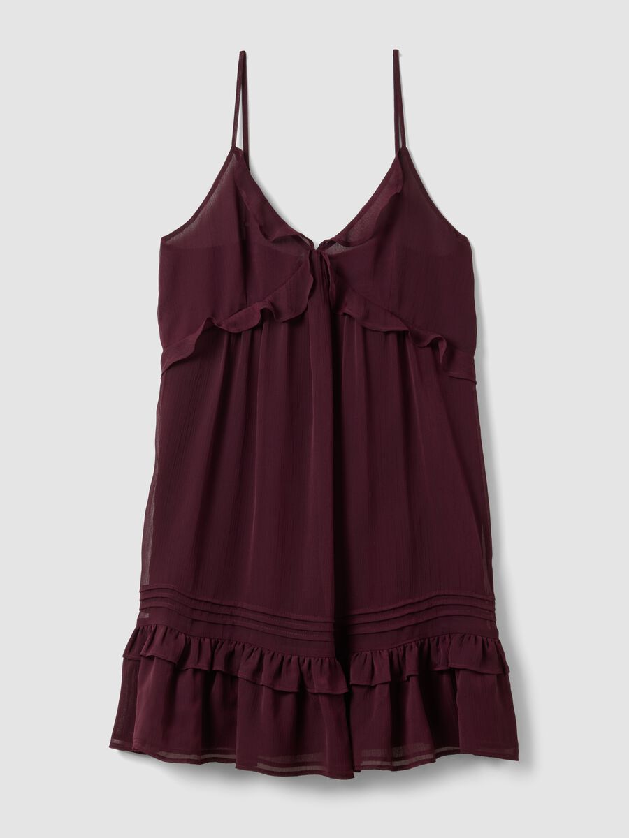 Violettes Minikleid mit Volants und tiefem Ausschnitt_4