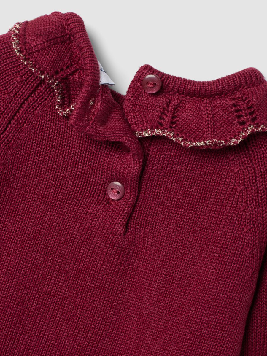 Completo rosa in puro cotone organico con colletto volant_3
