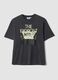 Camiseta gris crop de algod&oacute;n puro con estampado "The Exorcist", corte regular_0