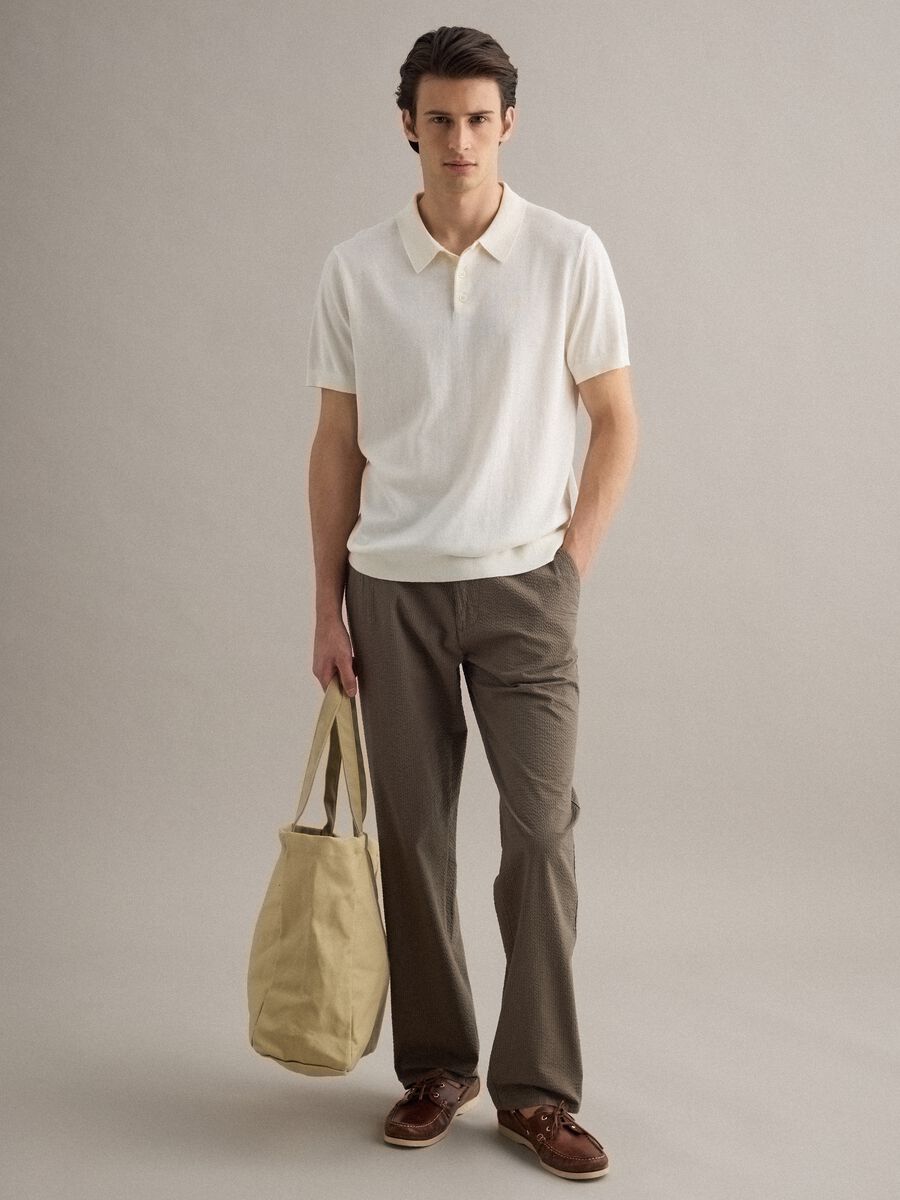 Beige Baumwoll-Shopper mit robusten Griffen_1