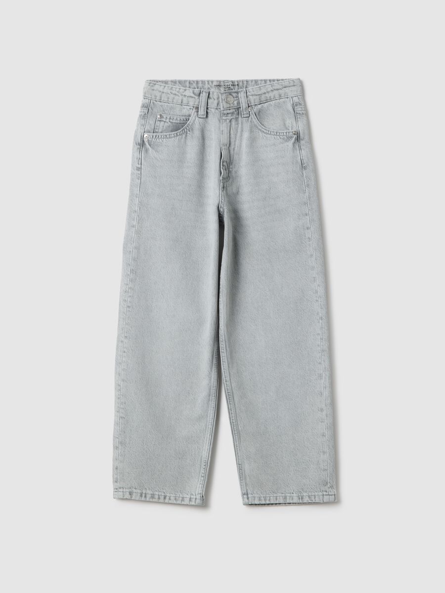 Boy's gray pure cotton skater jeans_0